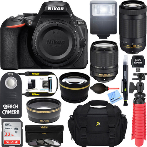 Nikon D5600 24.2MP DSLR Camera with AF-S 18-140mm & 70-300mm ED VR Lens Bundle