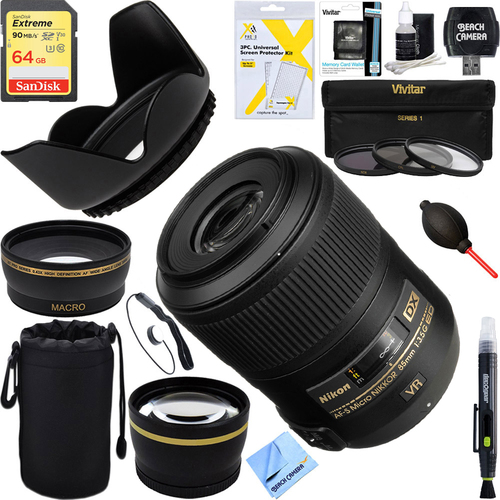 Nikon AF-S DX Micro NIKKOR 85mm f/3.5G ED VR Lens for Nikon DSLR + 64GB Ultimate Kit