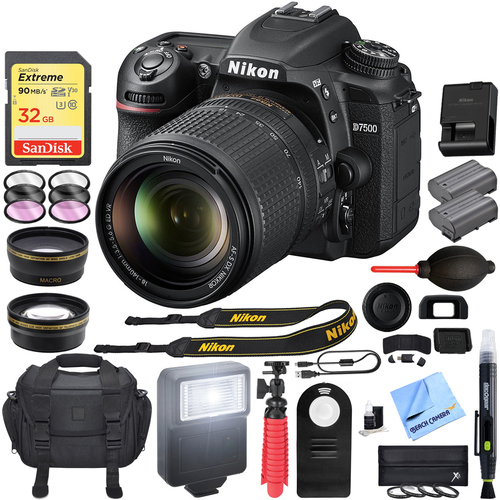 Nikon D7500 DSLR Camera 18-140mm ED VR Lens + 32GB Bundle (Manufacturer Refurbished)