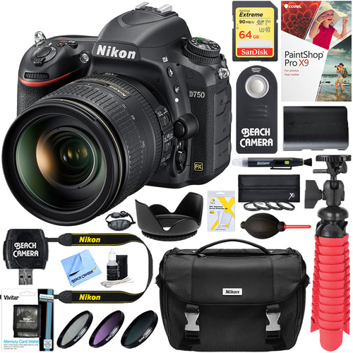 Nikon D750 24.3MP DSLR Camera + AF-S 24-120mm ED VR Lens & 64GB Memory Accessory Kit