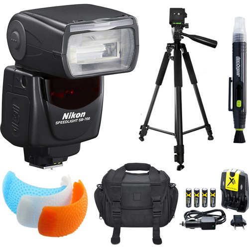Nikon SB-700 AF Speedlight Flash for Nikon DSLR Cameras, Tripod, & Case Bundle