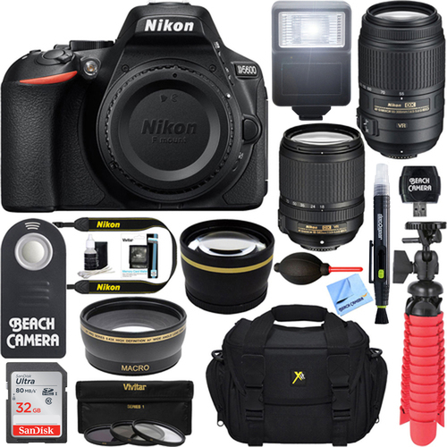 Nikon D5600 24.2MP DSLR Camera with AF-S 18-140mm & 55-300mm ED VR Lens Bundle