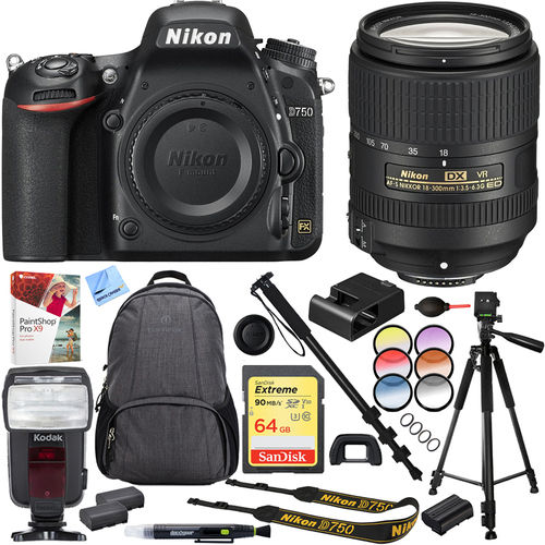 Nikon D750 DSLR 24.3MP HD 1080p FX DSLR 18-300mm f3.5-6.3G VR Lens Kit