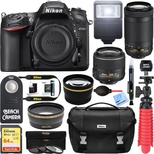 Nikon D7200 24.2MP DSLR Camera with 18-55mm & 70-300mm Lens Deluxe Accessory Bundle