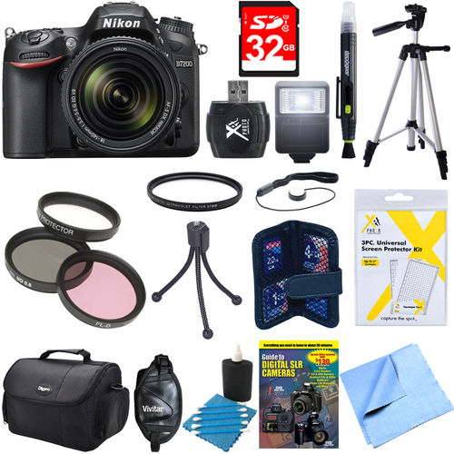Nikon D7200 DX-format Black Digital SLR Camera Kit with 18-140mm VR Lens Deluxe Bundle