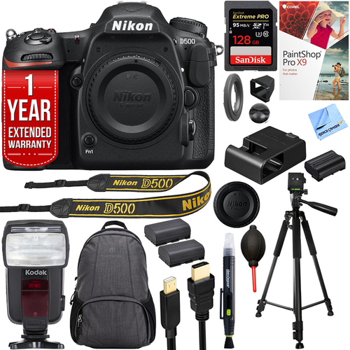 Nikon D500 20.9 MP CMOS DX Format DSLR Camera Body with 128GB Accessory Kit