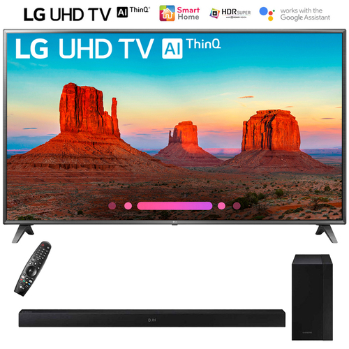 LG 75` 4K HDR LED AI UHD TV w/ThinQ (2018)+Samsung Soundbar with Wireless Subwoofer