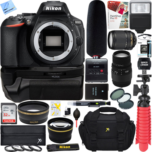 Nikon D5600 DSLR Camera + 18-140mm & 70-300mm Dual Lens Tascam Video Creator Bundle
