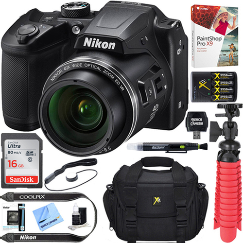 Nikon COOLPIX B500 16MP 40x Optical Zoom Wi-Fi Digital Camera (Black) + 16GB Bundle