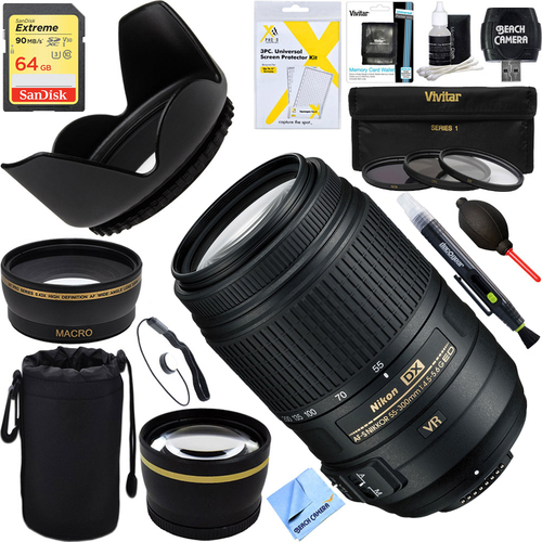 Nikon 55-300mm f/4.5-5.6G ED VR AF-S DX NIKKOR Lens f/Nikon DSLR+64GB Filter Kit