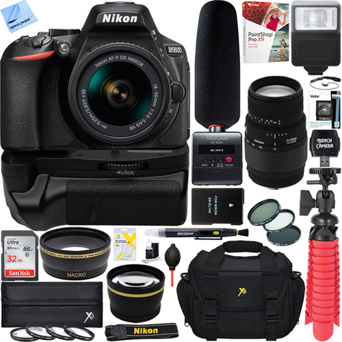 Nikon D5600 DSLR Camera + 18-55mm & 70-300mm Macro Lens Tascam Video Creator Bundle