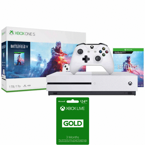 Microsoft Xbox One S 1 TB Battlefield V Bundle with Xbox Live 3 Month Gold Membership