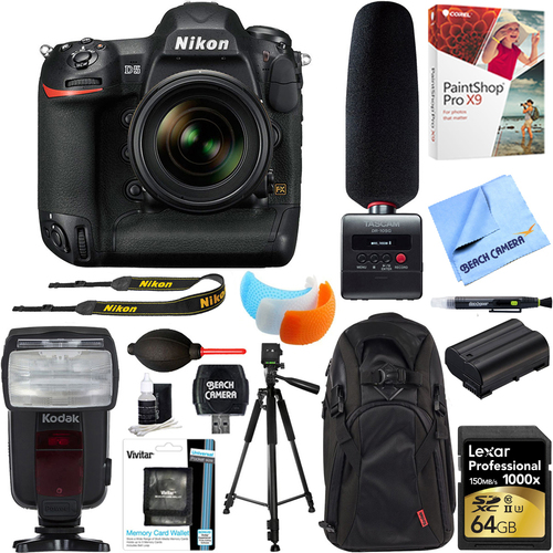 Nikon D5 20.8MP DSLR Camera Body + Tascam DR-10SG Recorder & Microphone 64GB Kit