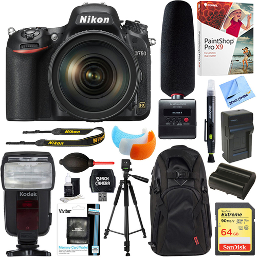 Nikon 24.3MP Digital Camera w/Lens+Tascam DR-10SG Recorder & Microphone 64GB Kit
