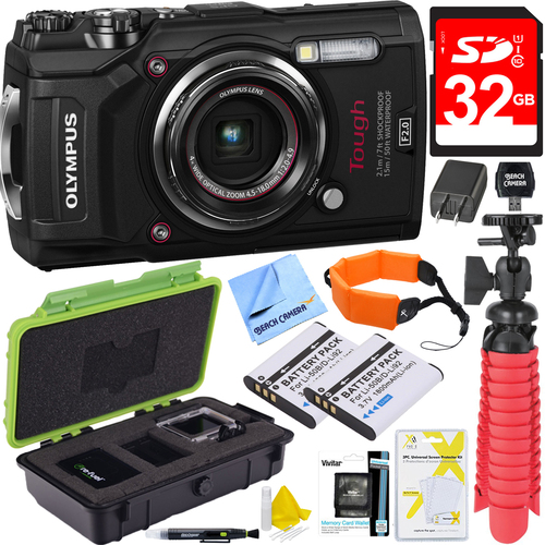 Olympus TG-5 12MP 4x Optical Zoom F2.0 Hi-Speed Lens Digital Camera Body Black 32GB Kit