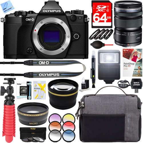 Olympus OM-D E-M5 Mark II Mirrorless Digital Camera (Black) + 12-50mm Lens Accessory Kit