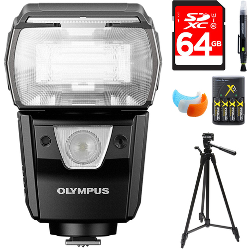 Olympus FL-900R Dust and Splashproof Electronic Flash w/ 64GB Bundle