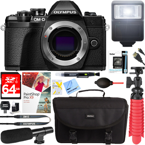 Olympus OM-D E-M10 Mark III Mirrorless Digital Camera (Black) + 64GB Accessory Bundle