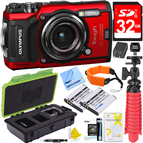 Olympus TG-5 12MP 4x Optical Zoom F2.0 Hi-Speed Lens Digital Camera Body Red 32GB Kit