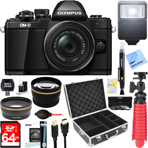 Olympus OM-D E-M10 Mark II Digital Camera (Black) + 14-42mm II R Lens Accessory Kit