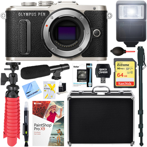 Olympus PEN E-PL8 Mirrorless Digital Camera Body (Black) + 64GB Deluxe Accessory Bundle