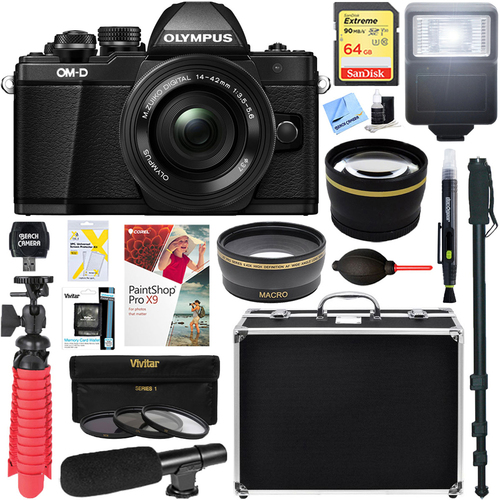 Olympus OM-D E-M10 Mark II Mirrorless Digital Camera (Black) + 14-42mm EZ Lens Bundle