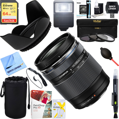 Olympus M.Zuiko ED 14-150mm f4.0-5.6 II 10.7X Zoom Lens Black + 64GB Ultimate Kit