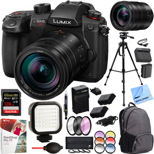 Panasonic LUMIX GH5S C4K Mirrorless ILC Camera 12-60mm Leica Lens + 128GB Backpack Bundle