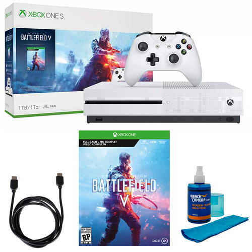 Microsoft Xbox One S 1 TB Battlefield V with Screen Cleaner & 6FT HDMI Cable Bundle