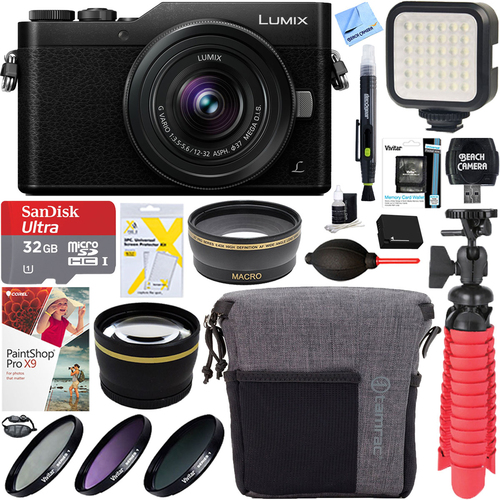 Panasonic LUMIX GX850 4K Mirrorless Black Digital Camera w/ 12-32mm MEGA O.I.S. Lens 32GB