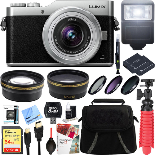 Panasonic LUMIX GX850 4K Mirrorless Silver Digital Camera w/ 12-32mm MEGA O.I.S. Lens 64GB