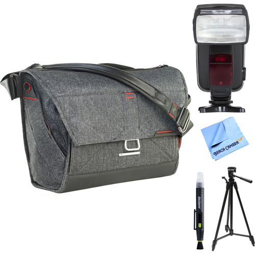 Peak Design Everyday Messenger Bag 15` - Charcoal w/ Flash Bundle For Canon