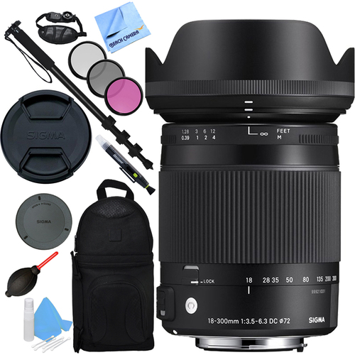Sigma 18-300mm F3.5-6.3 DC Macro OS HSM Lens (Contemporary) for Canon EF Cameras Kit