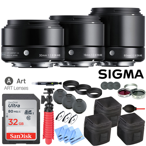 Sigma 60mm 30mm and 19mm F2.8 EX DN ART 3 Lens High Performance Kit for Sony E-Mount