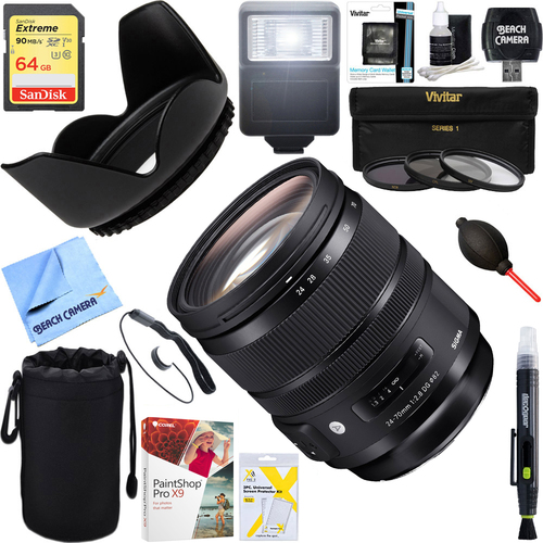 Sigma 24-70mm F2.8 DG OS HSM Art Lens for Nikon + 64GB Ultimate Kit