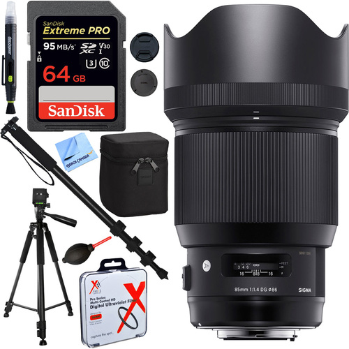 Sigma 85mm F1.4 DG HSM Art Full-Frame Sensor Lens for Nikon + 64GB Kit