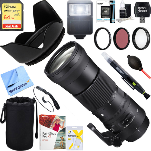 Sigma 150-600mm F5-6.3 DG OS HSM Zoom Lens for Nikon Cameras + 64GB Ultimate Kit