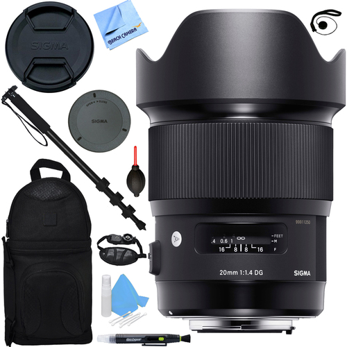 Sigma 20mm F1.4 Art DG HSM Wide Angle Lens Nikon Full Frame DSLR Cameras Accessory Kit