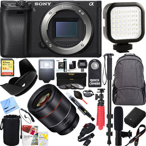 Sony a6300 4K Mirrorless Camera Rokinon 50mm F1.4 Lens Complete Photographer Bundle