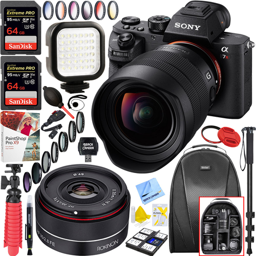 Sony a7R II Full-frame Mirrorless Camera Body + 12-24mm and Rokinon 35mm Bundle