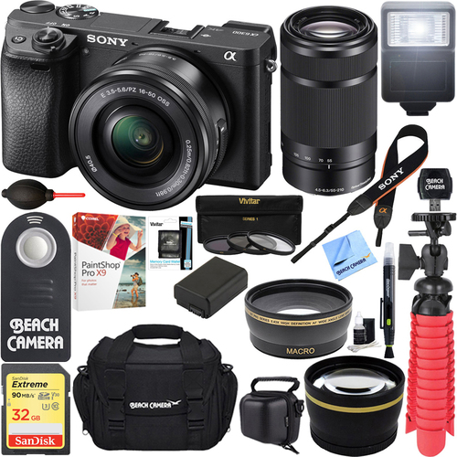 Sony ILCE-6300 a6300 4K Mirrorless Camera 16-50mm & 55-210mm Power Zoom Dual Lens Kit