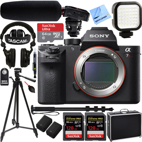 Sony a7R II Full-frame Mirrorless 42.4MP Camera Body + Tascam Pro Video Bundle
