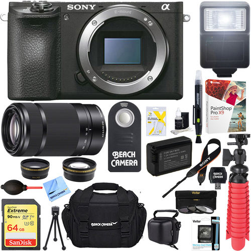 Sony ILCE-6500 a6500 4K Mirrorless Camera with 55-210mm Zoom Lens Accessory Bundle