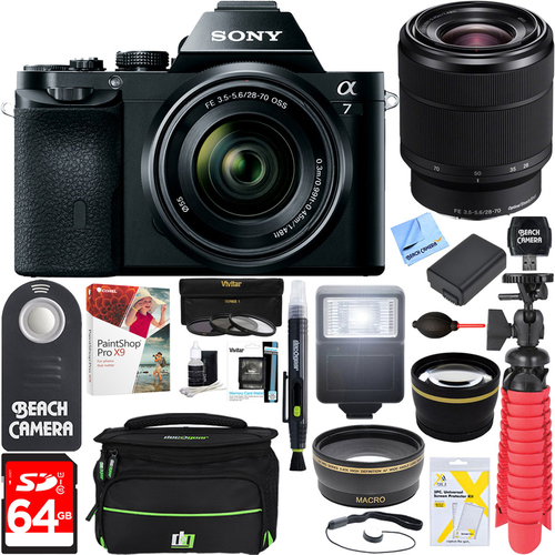 Sony a7K Full-Frame Mirrorless Camera + 28-70mm OSS Lens Memory & Flash Bundle