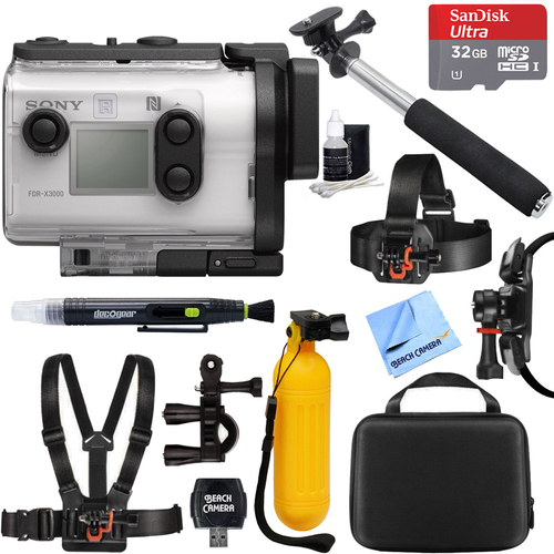 Sony FDR-X3000 4K Wi-Fi GPS Action Camera w/ Optical SteadyShot + 32GB Mount Kit