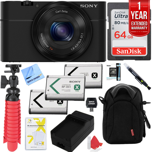 Sony Cyber-Shot DSC-RX100 Digital Camera with 64GB Extended Warranty Kit