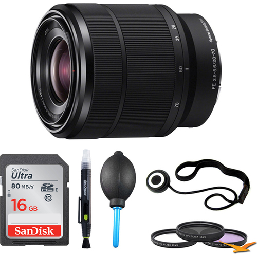 Sony SEL2870 FE 28-70mm F3.5-5.6 OSS E-Mount Lens and 16GB Memory Card Bundle