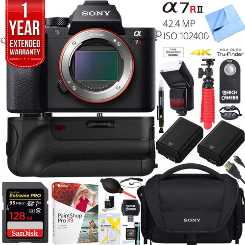 Sony a7R II 42.4MP Full-frame Mirrorless Camera Body +128GB Battery Grip Super Bundle