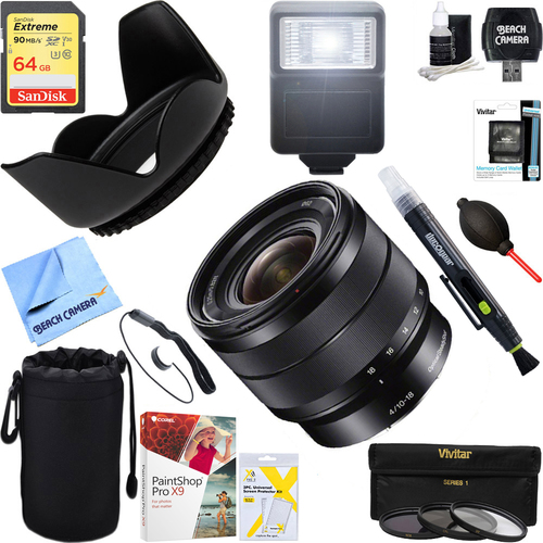 Sony 10-18mm f/4 Wide-Angle Zoom E-Mount Lens + 64GB Ultimate Kit