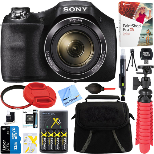 Sony Cyber-shot DSC-H300 Digital Camera + 32GB Memory Card, Battery & Accessory Kit